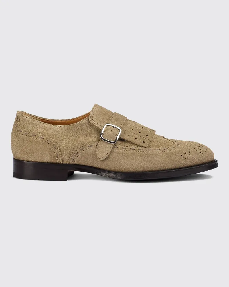 Doucal´s Monkstrap-Schuhe aus Veloursleder mit Fransen und verstellbarem Riemen Kakao