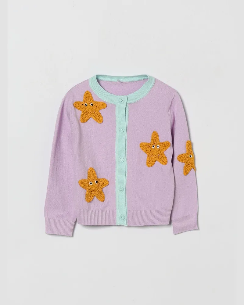 Stella McCartney Kids Baumwoll-Cardigan mit Häkelstickereien Violett