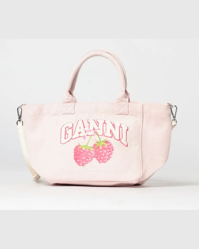 Ganni Mini-Tasche aus recyceltem Baumwoll-Canvas mit Tragegriffen Pink