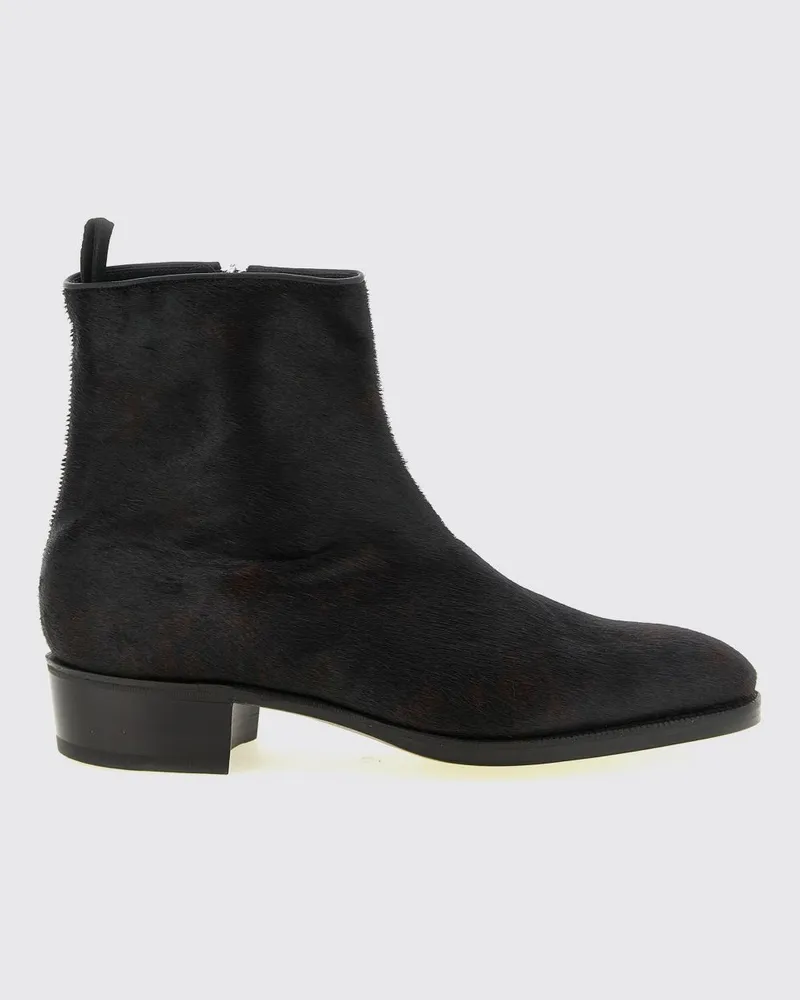 John Lobb Stiefeletten aus Ponyfell-Leder mit spitzer Kappe und seitlichem Reißverschluss Braun