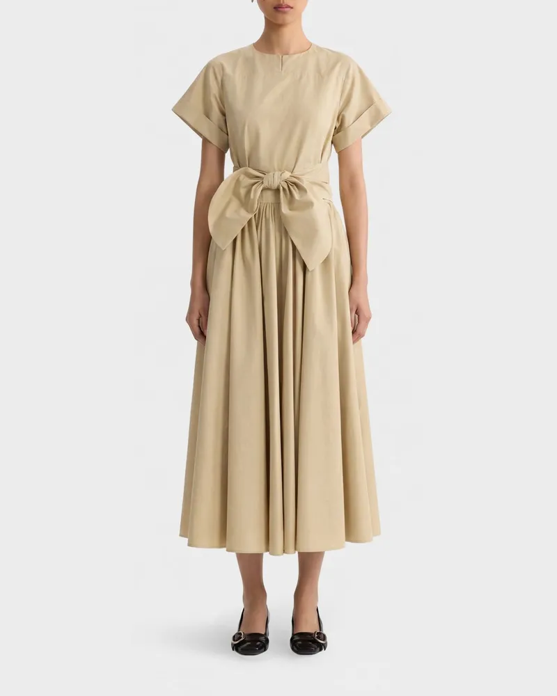 Patou Midi-Kleid aus Baumwollpopeline Beige
