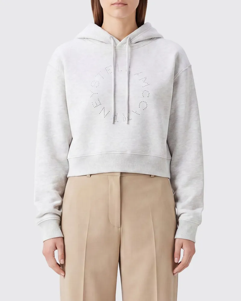 Stella McCartney Baumwoll-Hoodie von mit Ton-in-Ton-Logo Grau