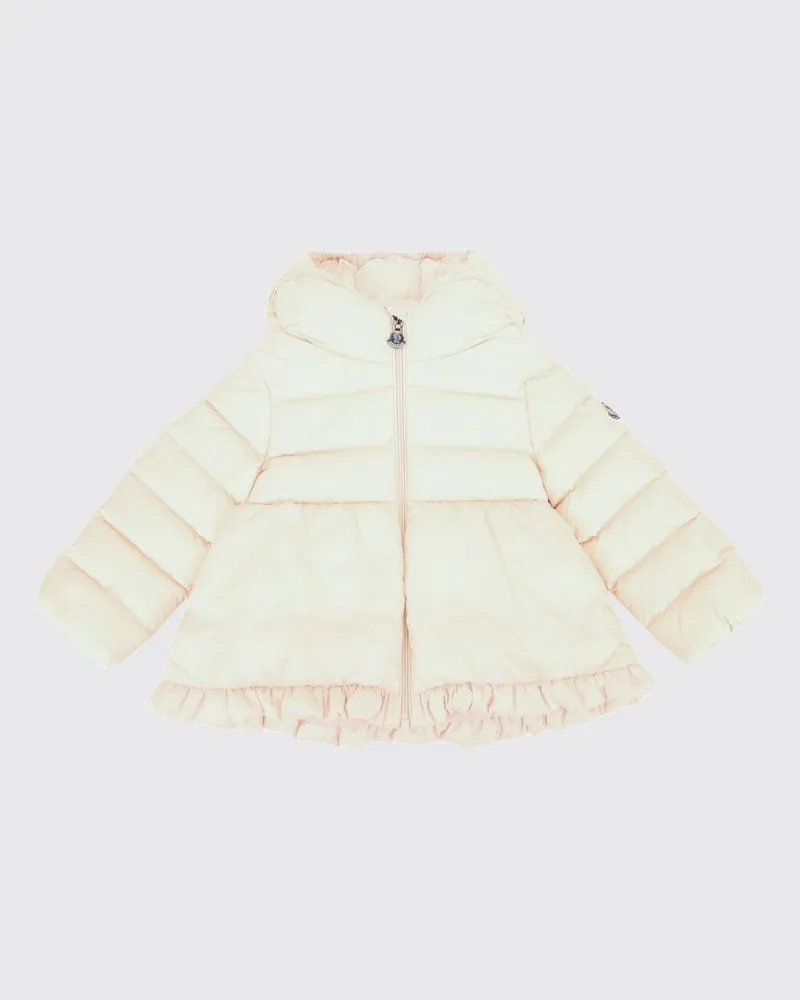 Moncler Odile Nylon-Daunenjacke für Mädchen mit Kapuze und Rüschendetail Pink