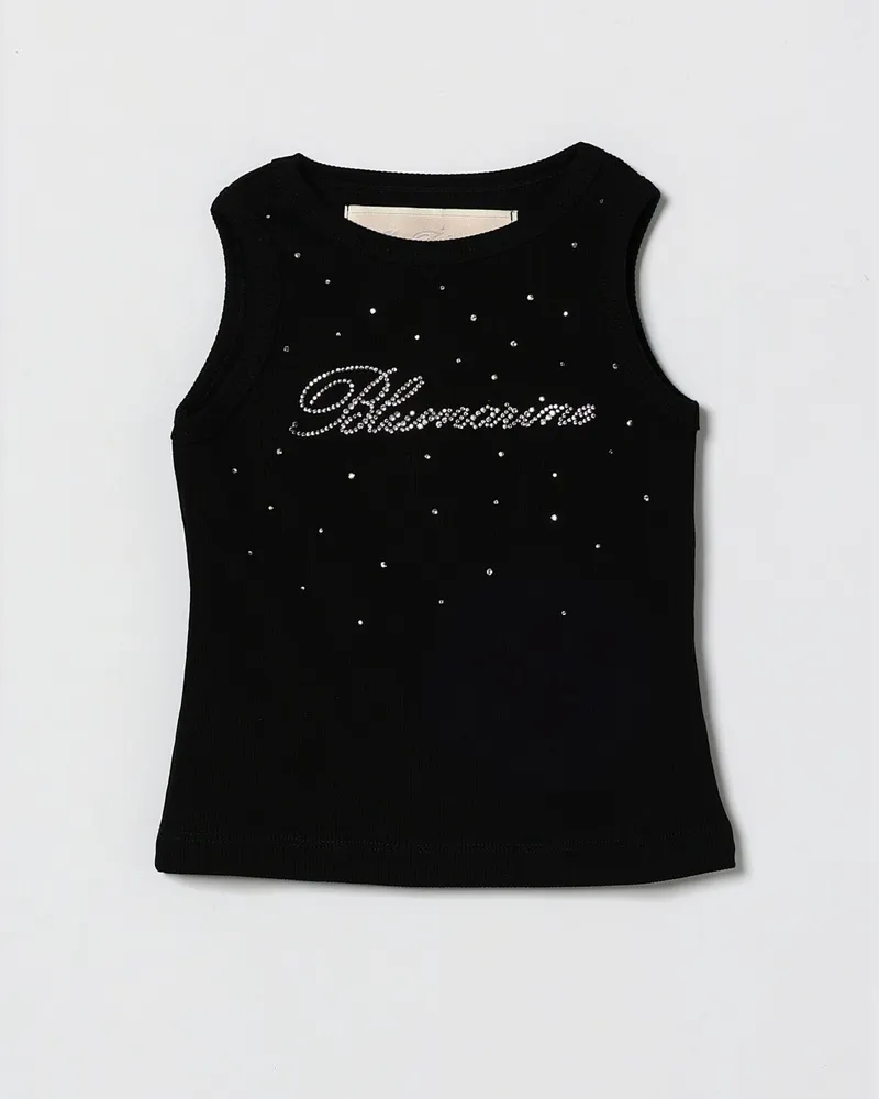 Blumarine Baumwoll-Tanktop mit Strass-Logo Schwarz