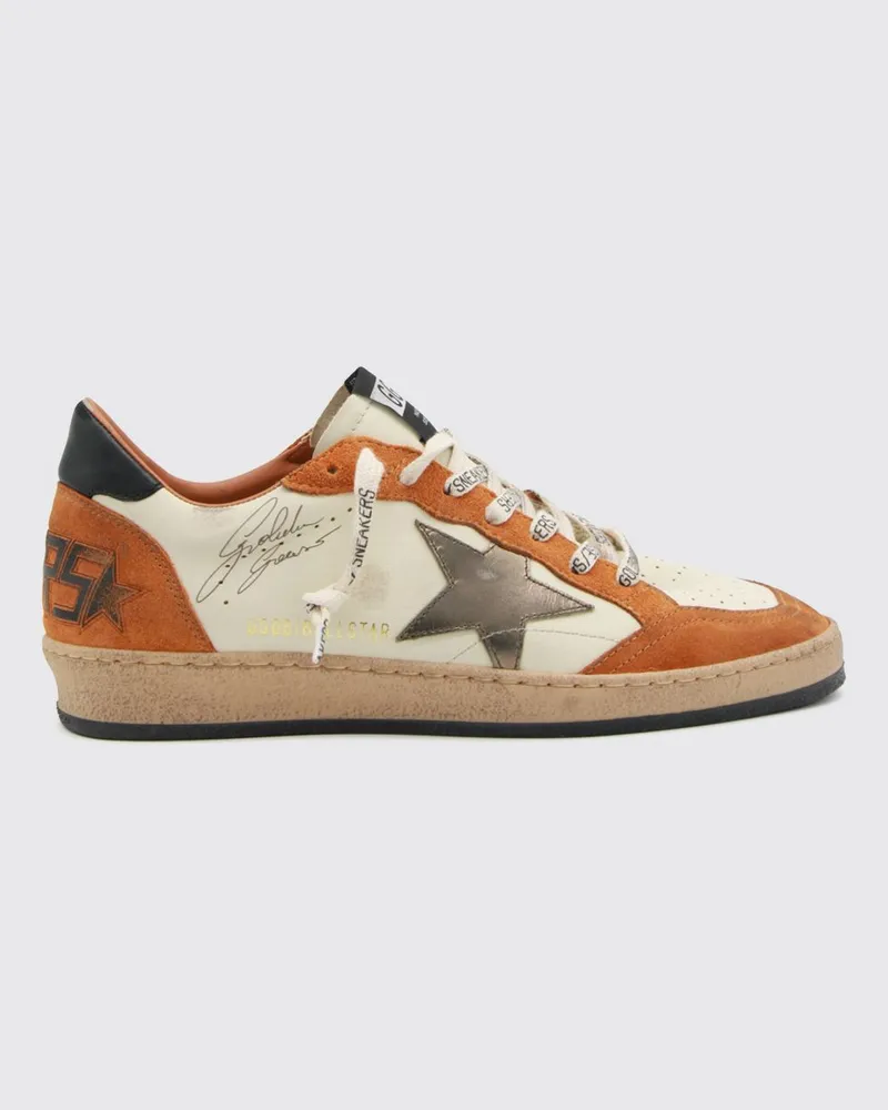 Golden Goose Zweifarbige Ball Star Sneakers aus Nappa- und Veloursleder Weiß