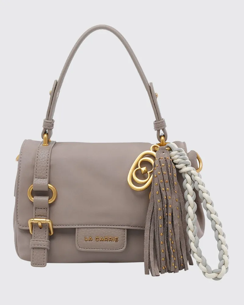 LA CARRIE Atena Mini-Schultertasche aus Nylon mit Ledergriff Beige