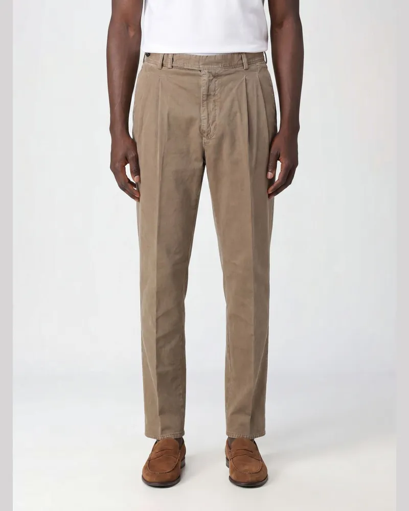 PT TORINO Slim Fit Chino-Hose aus Baumwolle mit dezentralem Verschluss Braun