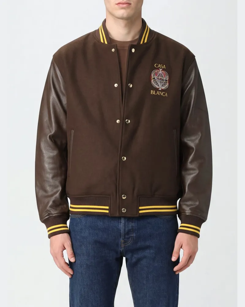 Casablanca Paris Varsity-Bomberjacke aus Schurwollmischung mit Patches und gesticktem Logo Braun