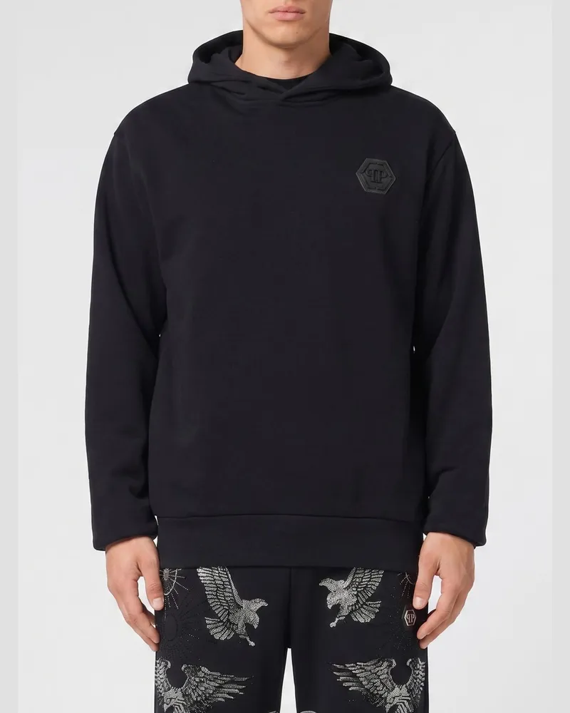 Philipp Plein Kapuzenpullover aus Baumwolle mit Logo Schwarz