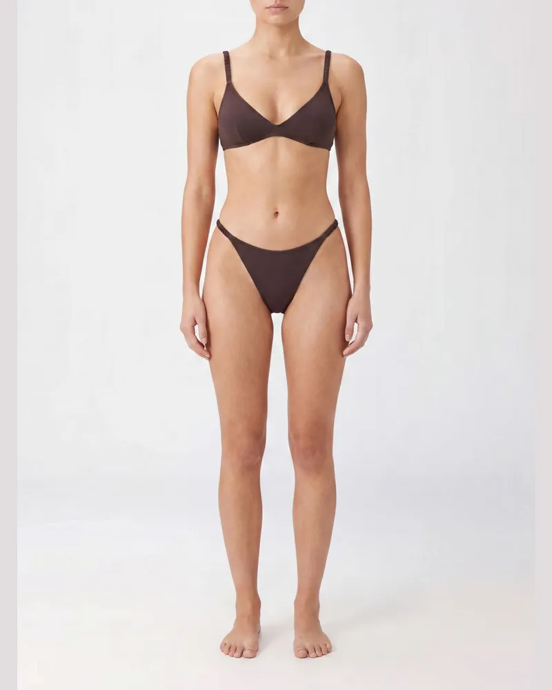 MC2 Saint Barth Zweiteiliger Bikini mit V-Ausschnitt und niedriger Taille Braun