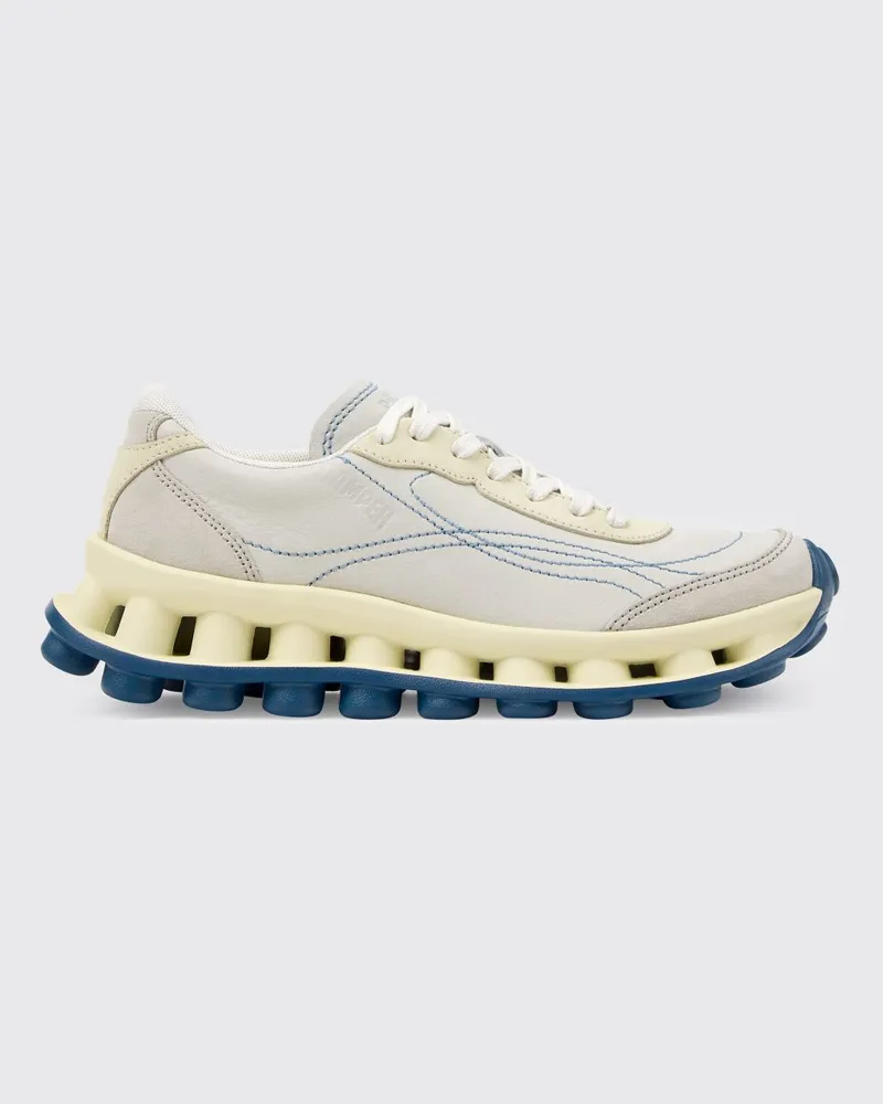 Camper Zweifarbige Pelotissima Low-Top-Sneakers aus Leder und Nubuk mit gezackter Sohle Weiß