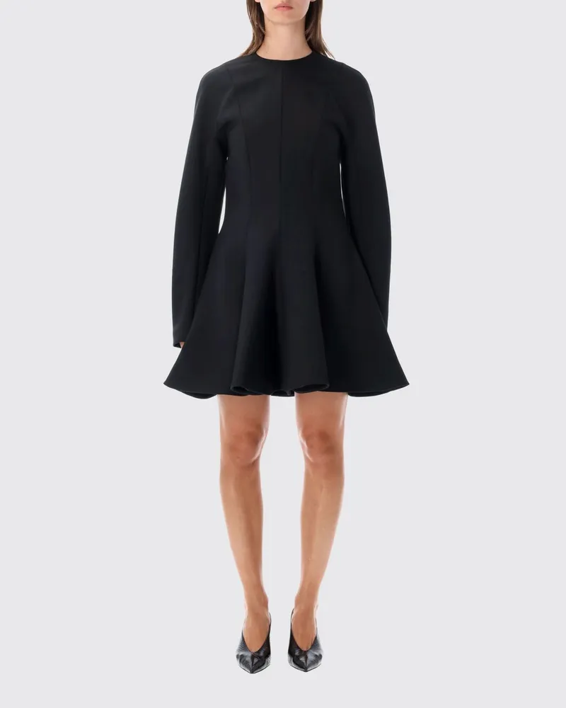 Stella McCartney A-Linien-Minikleid aus Wollmischung mit langen Ärmeln Schwarz