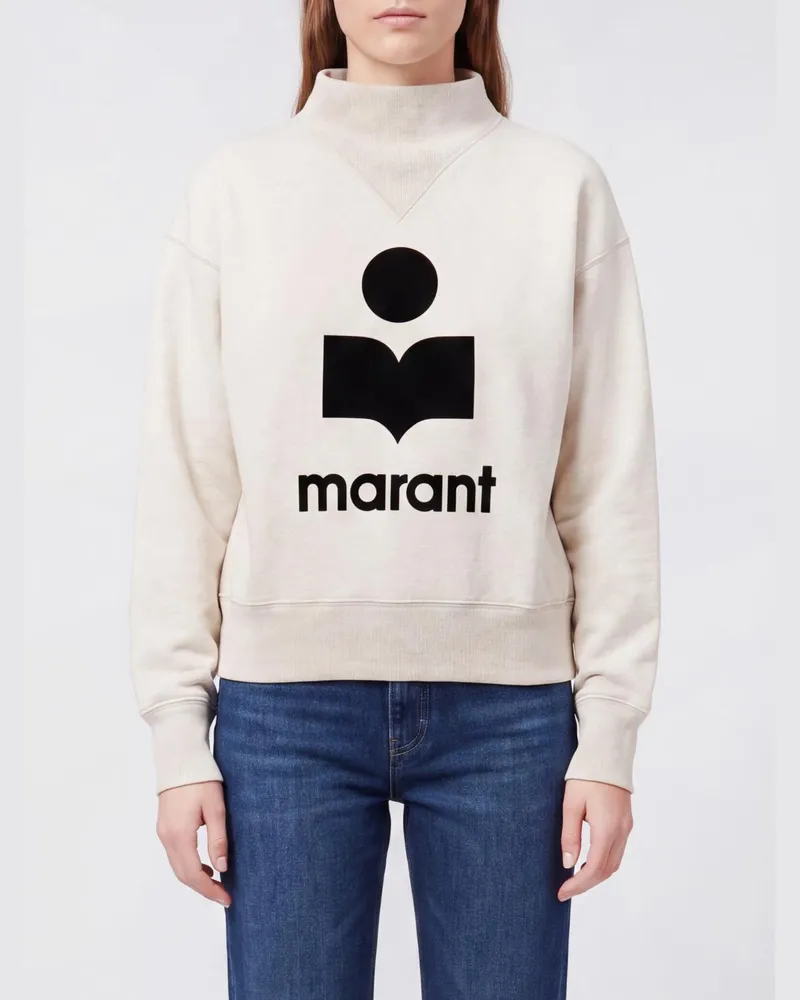 Étoile Isabel Marant Sweatshirt mit Rundhalsausschnitt aus Baumwollmischung und beflocktem Logo Ecru