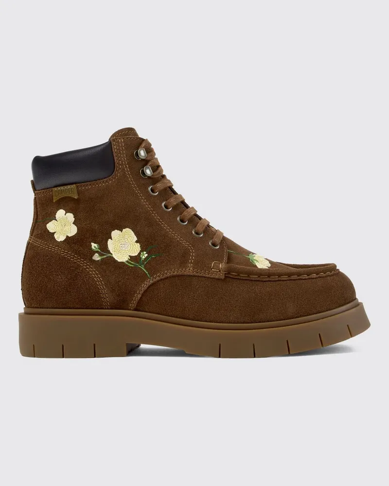 Camper Herren Twins Schnürstiefel aus Wildleder mit Blumenmuster und gepolstertem Knöchel Braun