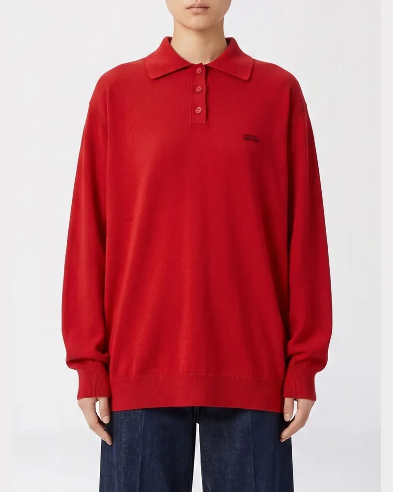 Loewe Baumwoll-Polohemd mit Logo Rot