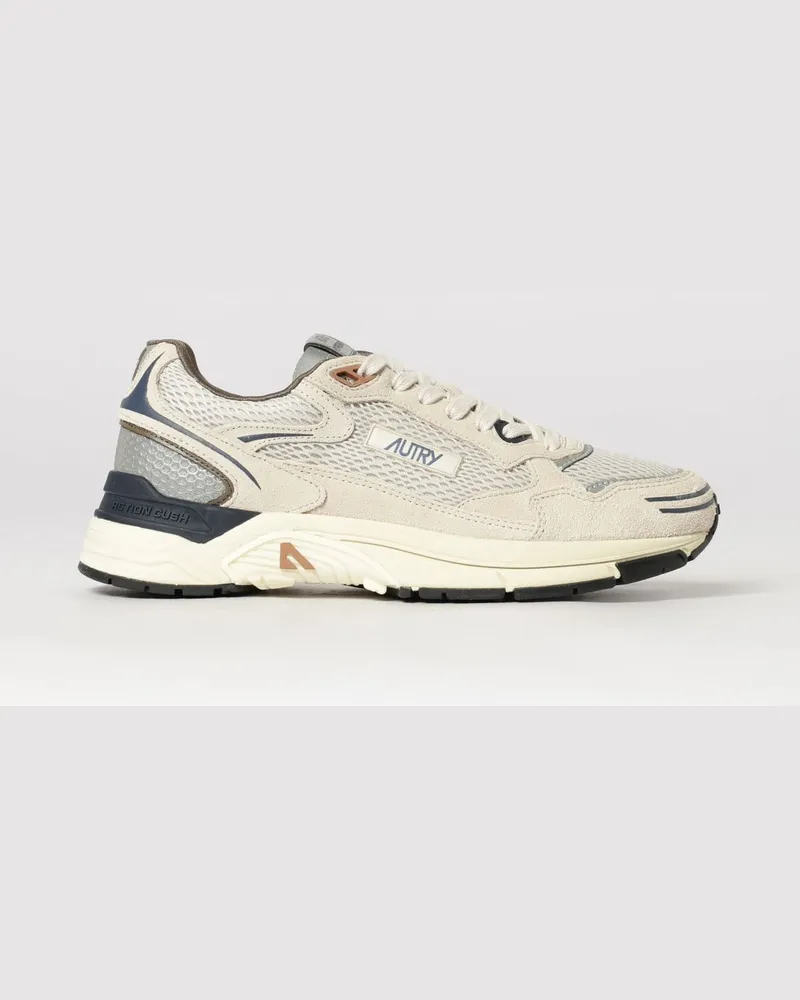 AUTRY Hyperway zweifarbige Low-Top-Sneaker aus Leder und Mesh Beige