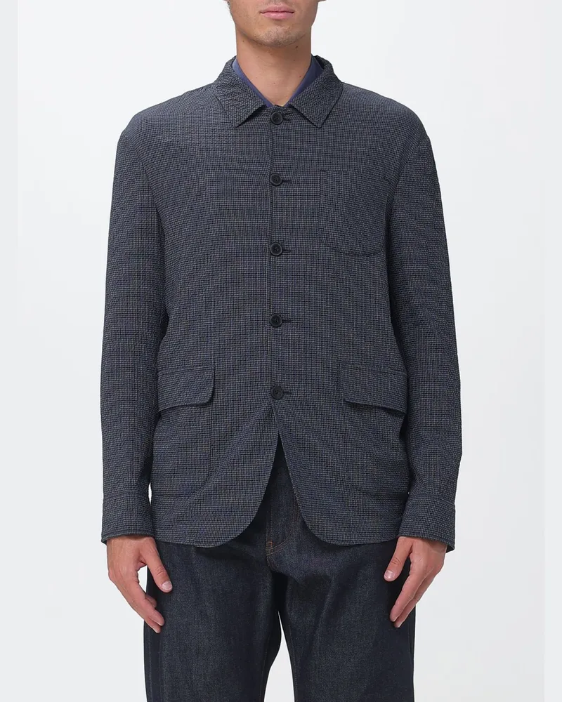 Emporio Armani Overshirt aus Baumwolle Blau