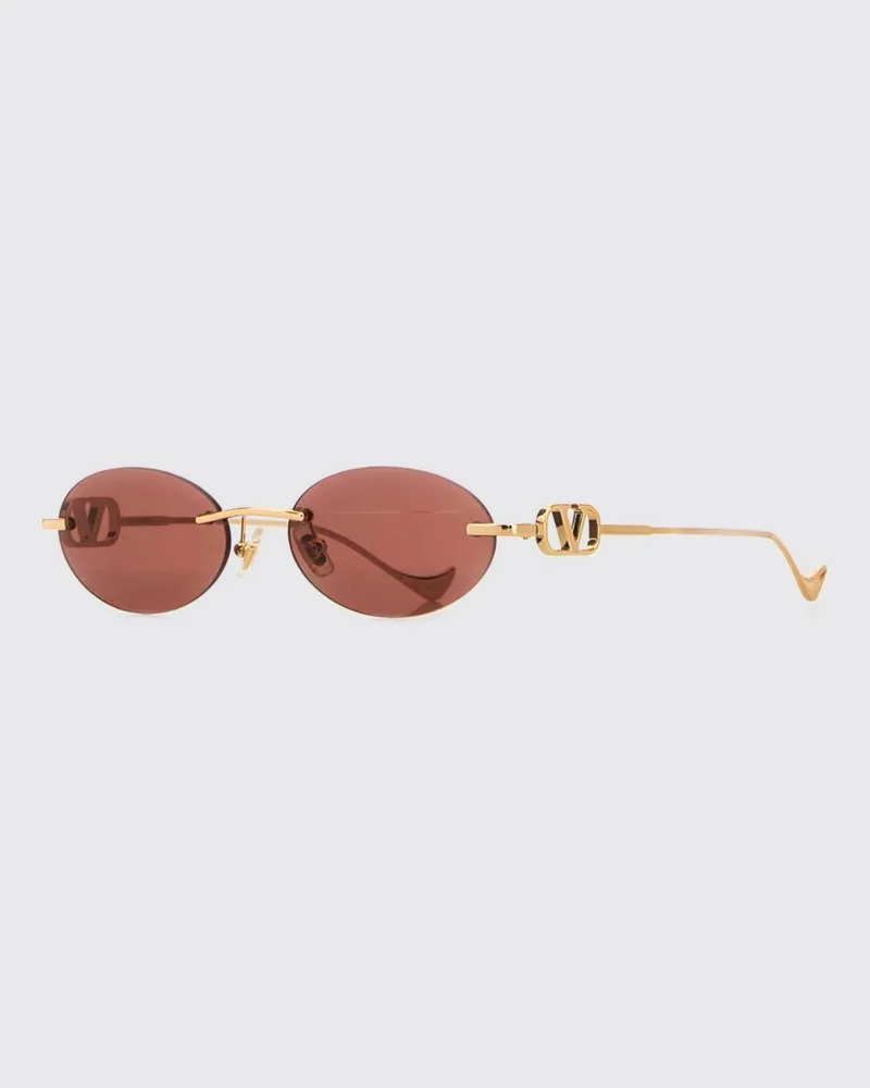 Valentino Garavani Runde Metall-Sonnenbrille mit Monogramm von Gold