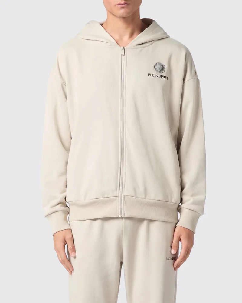 Philipp Plein Kapuzenpullover mit Reißverschluss aus Baumwollmischung Grau