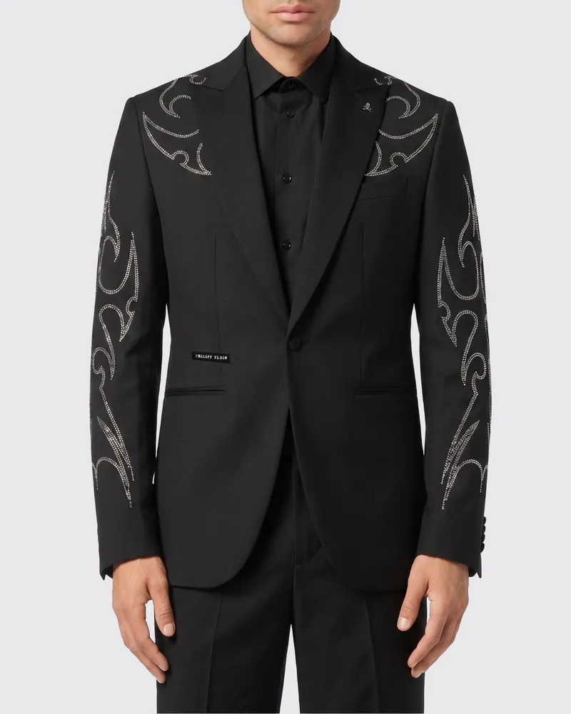 Philipp Plein Texas Blazer aus Wollmischung Schwarz
