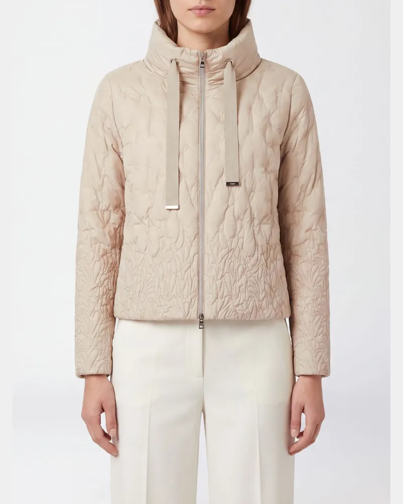 Herno Kurze gesteppte Ultraleicht-Nylon-Daunenjacke mit Stehkragen und Reißverschluss Gelb