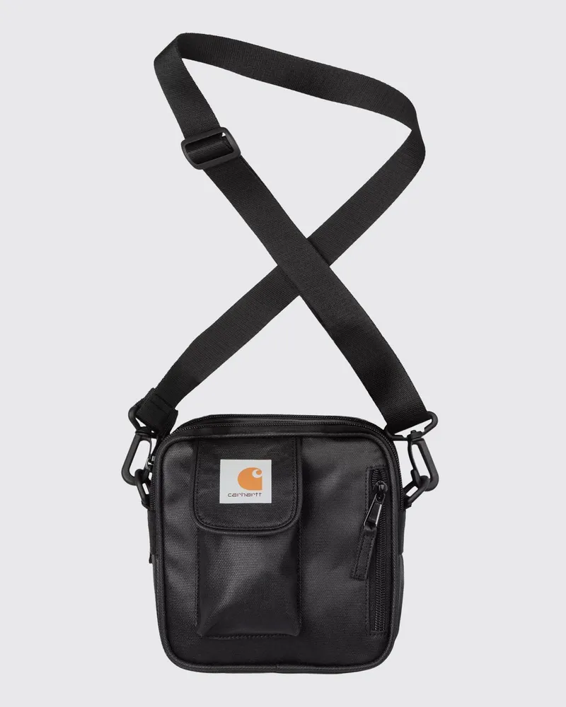 Carhartt WIP Dean Essentials Umhängetasche aus gewachster Baumwolle mit Logo-Patch Schwarz