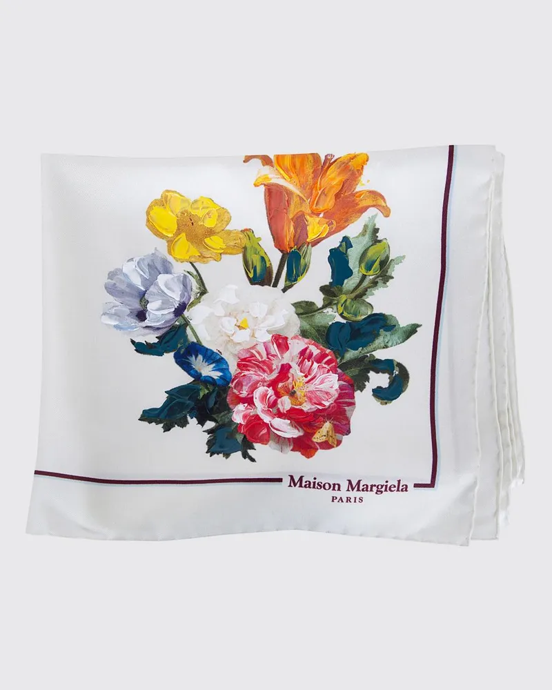 Maison Margiela Seidenschal mit Blumenprint Weiß