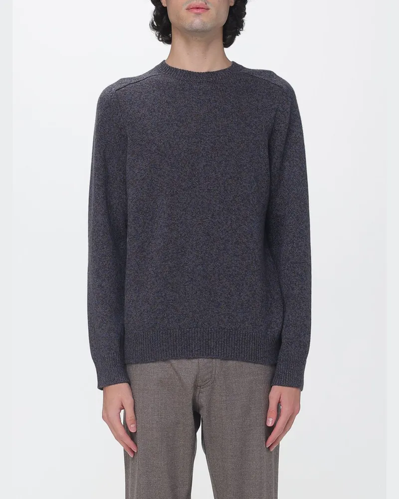 Luciano Barbera Slim-Fit-Pullover aus reinem Kaschmir mit Rundhalsausschnitt Blau
