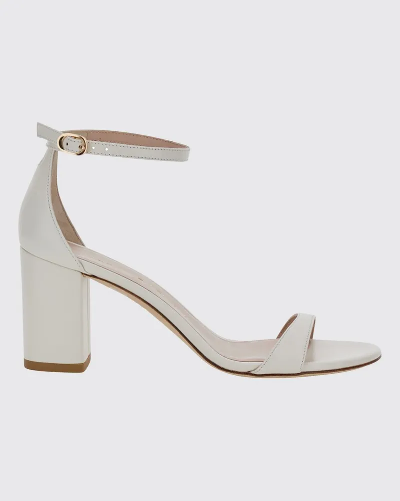Stuart Weitzman Sandalen aus Kalbsleder mit mittlerem Blockabsatz und Riemchen Weiß