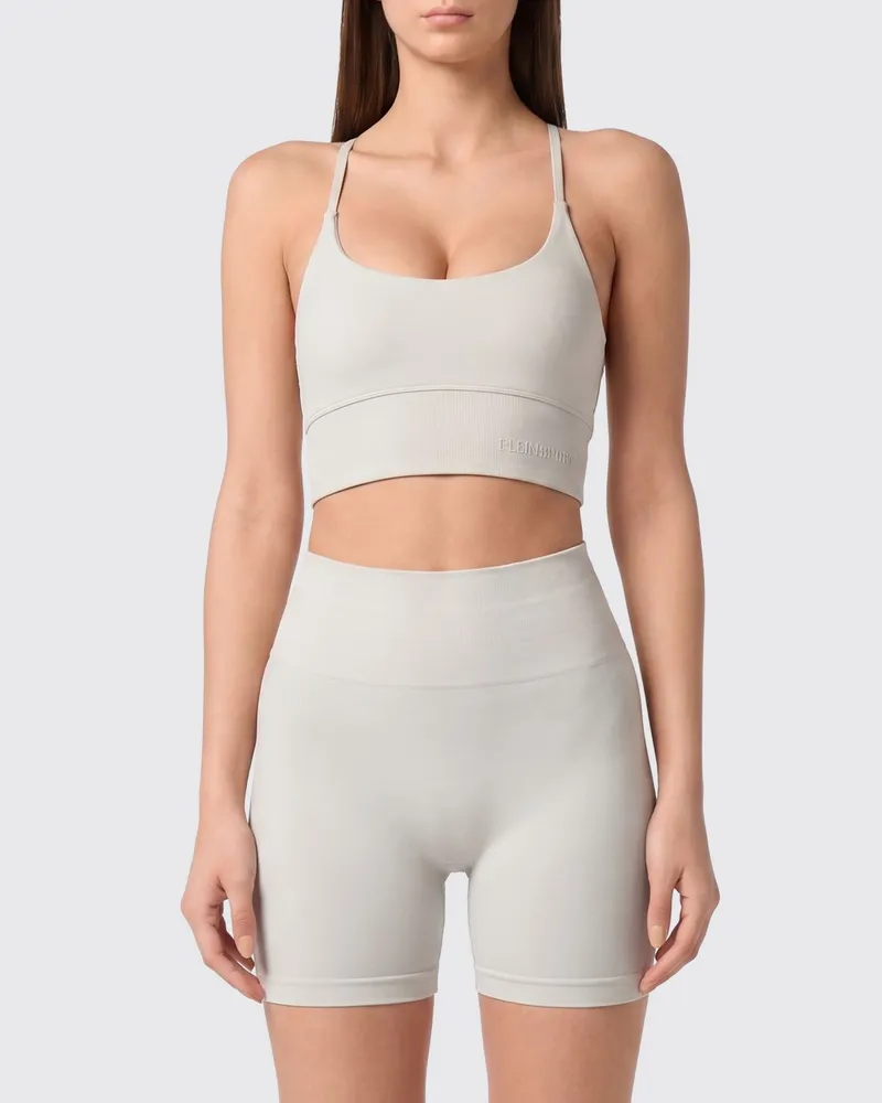 Philipp Plein Gekürztes Sport-Bralette-Top mit überkreuzten Trägern Grau