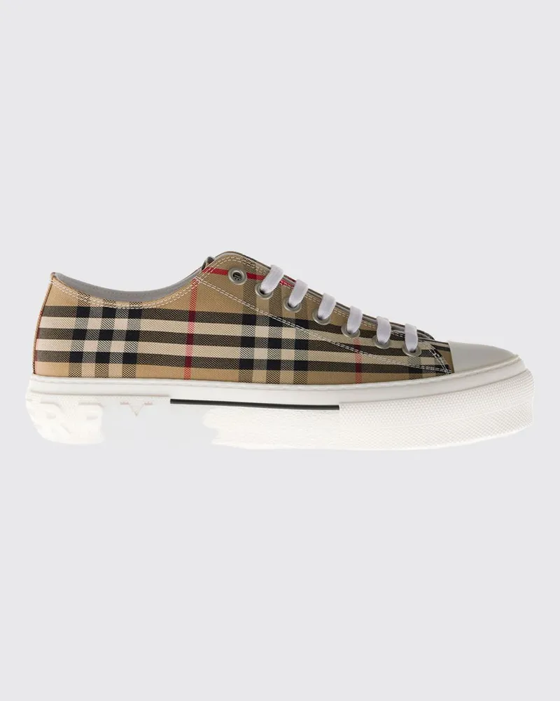Burberry Jack Sneaker aus Baumwolle mit Vintage Check-Muster und Gummikappe Beige