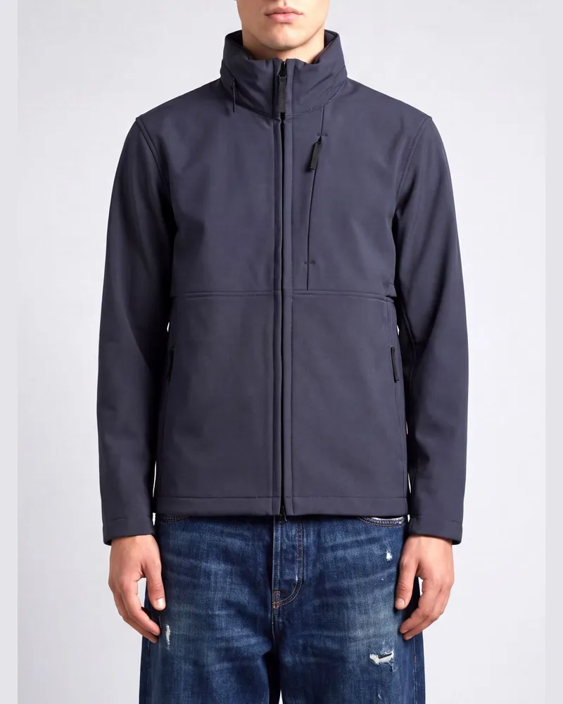 Stone Island Kurze Windjacke aus Polyester mit Stehkragen Navy