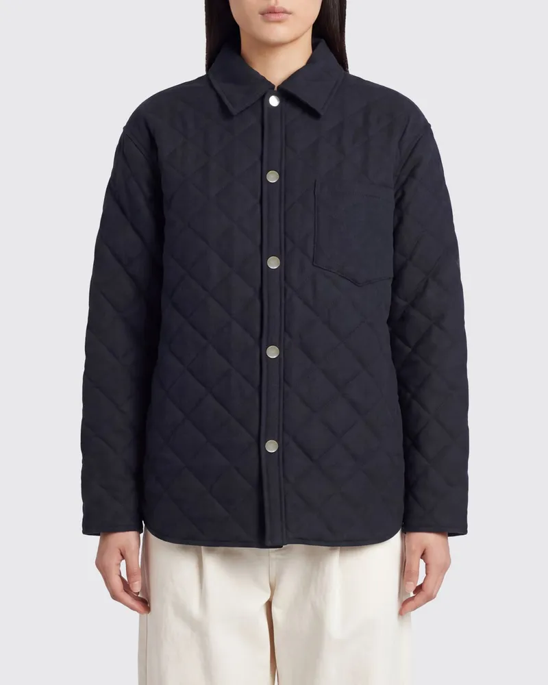 A.P.C. Gesteppte Hemdjacke aus Wollmischung mit klassischem Kragen Blau