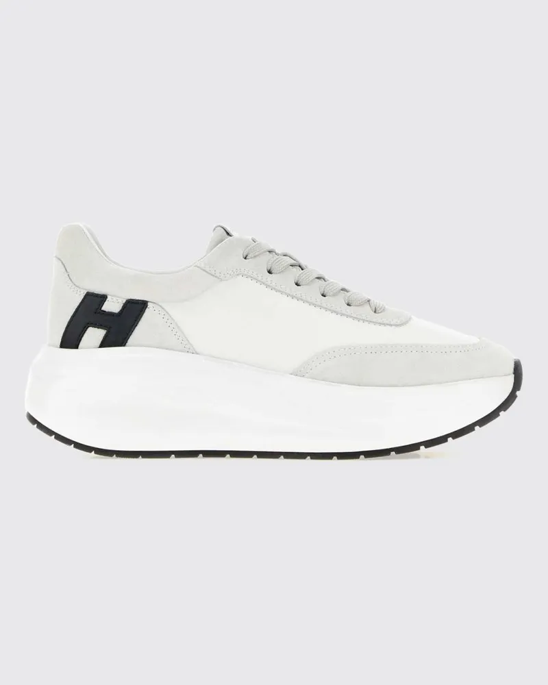 Hogan H696 Sneaker aus glattem Kalbsleder und Veloursleder mit Chunky-Sohle Weiß