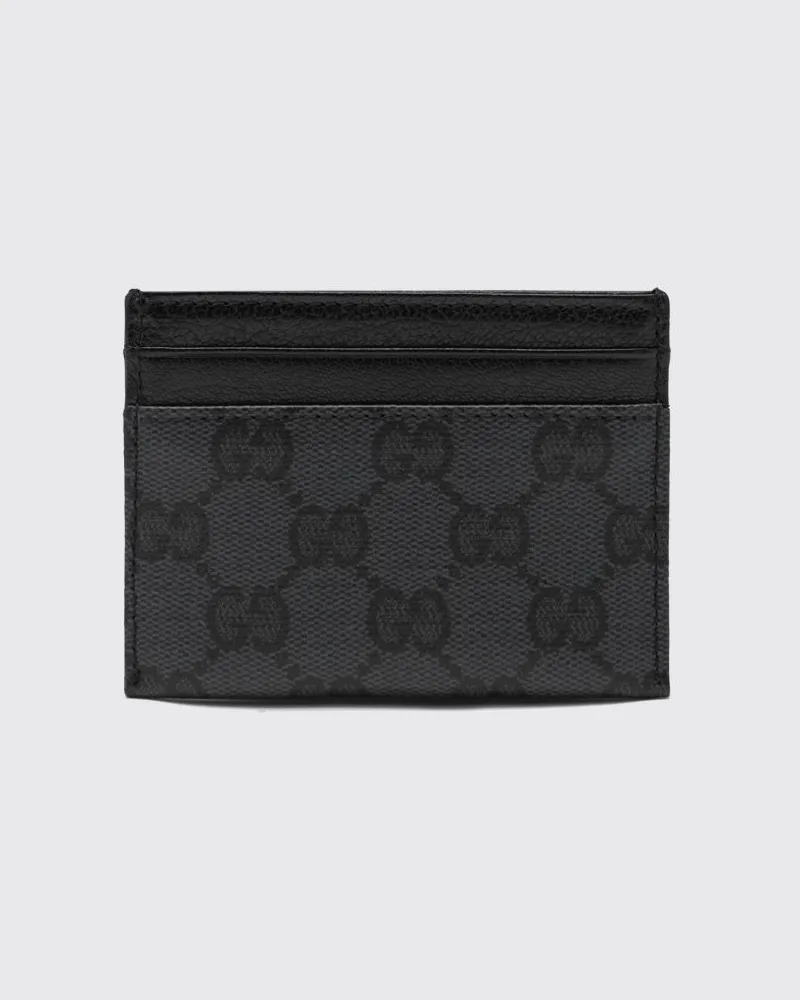 Gucci Kartenhalter von aus GG Supreme Canvas mit Monogramm und Lederdetails Schwarz