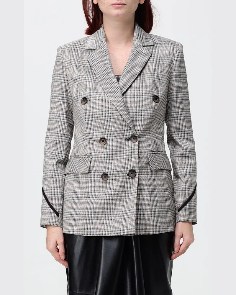 Hanita Zweireihiger Blazer aus Rayon-Mischung mit Hahnentrittmuster Beige