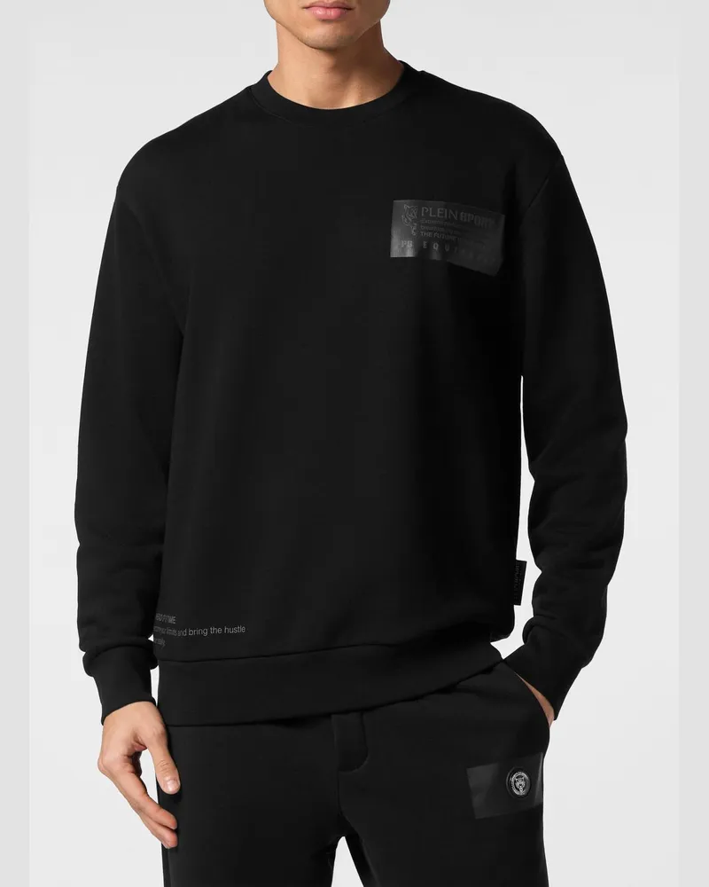 Philipp Plein Baumwoll-Sweatshirt mit Rundhalsausschnitt, Logo-Print und überschnittenen Schultern Schwarz