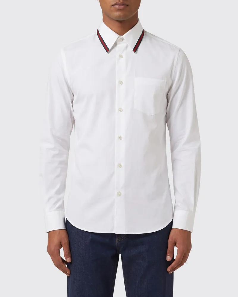 Gucci Slim-Fit-Hemd aus Baumwollmischung mit französischem Kragen Weiß