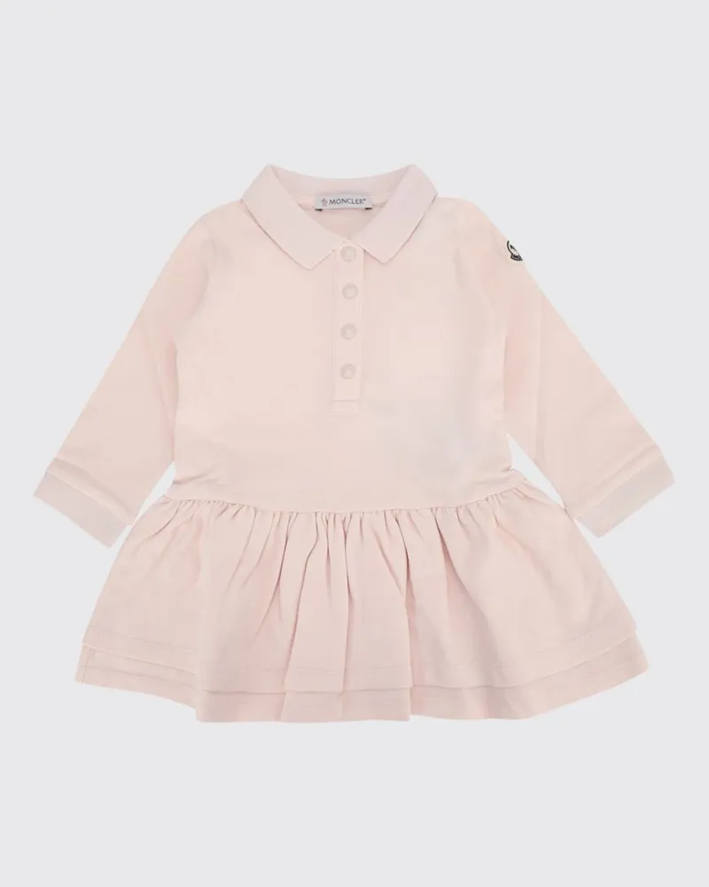 Moncler Kurzes Hemdblusenkleid für Mädchen aus Stretch-Baumwolle mit Logo Pink