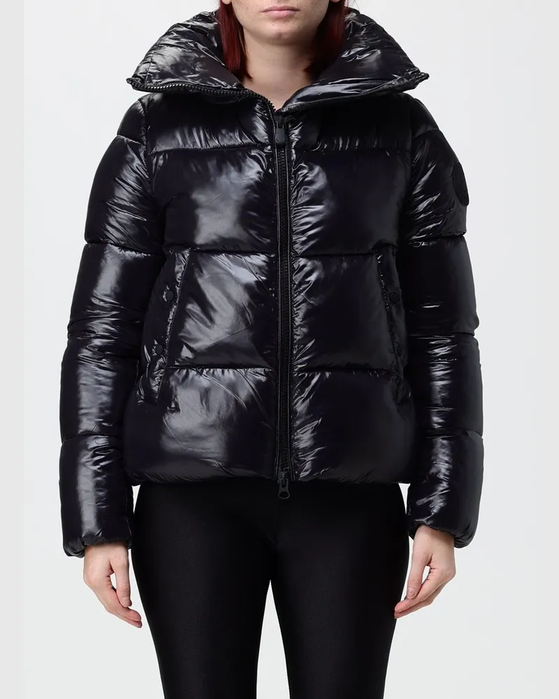 Save The Duck Kurze Polyester-Daunenjacke von mit hohem Kragen und ThermoPlume®-Wattierung Schwarz