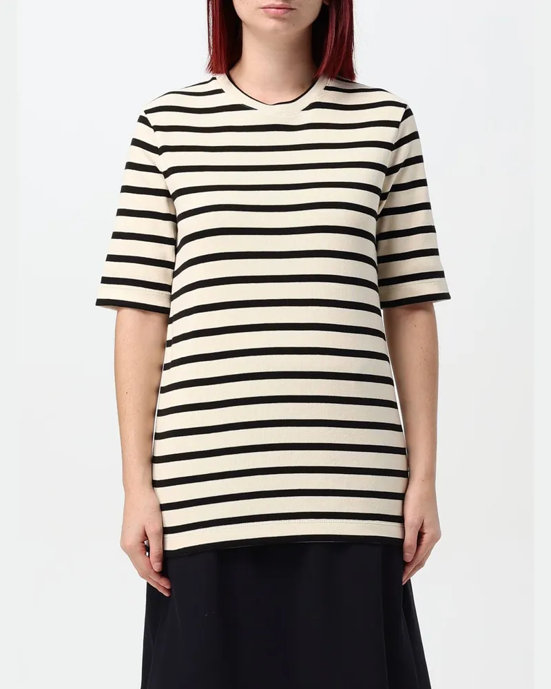 Jil Sander Gestreiftes T-Shirt Weiß