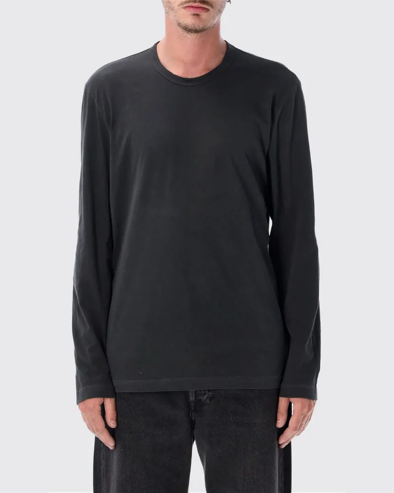 James Perse Langarm-T-Shirt aus Baumwolle mit Rundhalsausschnitt Charcoal