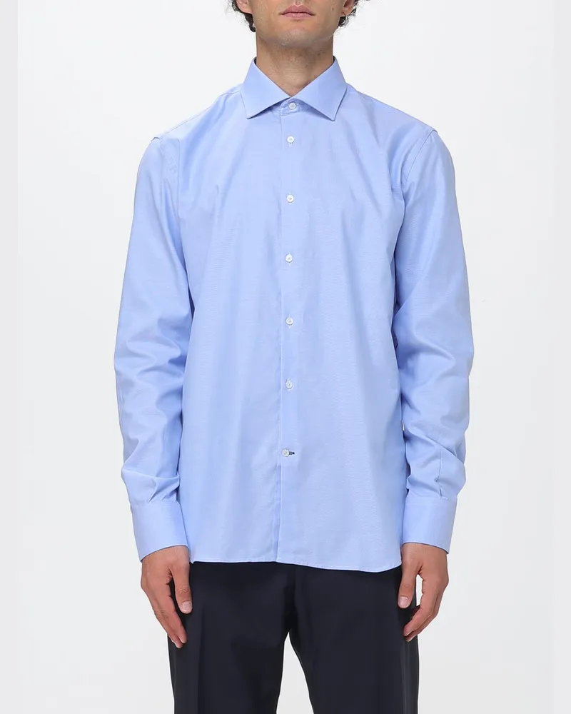 Brooksfield Oxford-Baumwollhemd mit Button-Down-Kragen und gesticktem Logo Hellblau