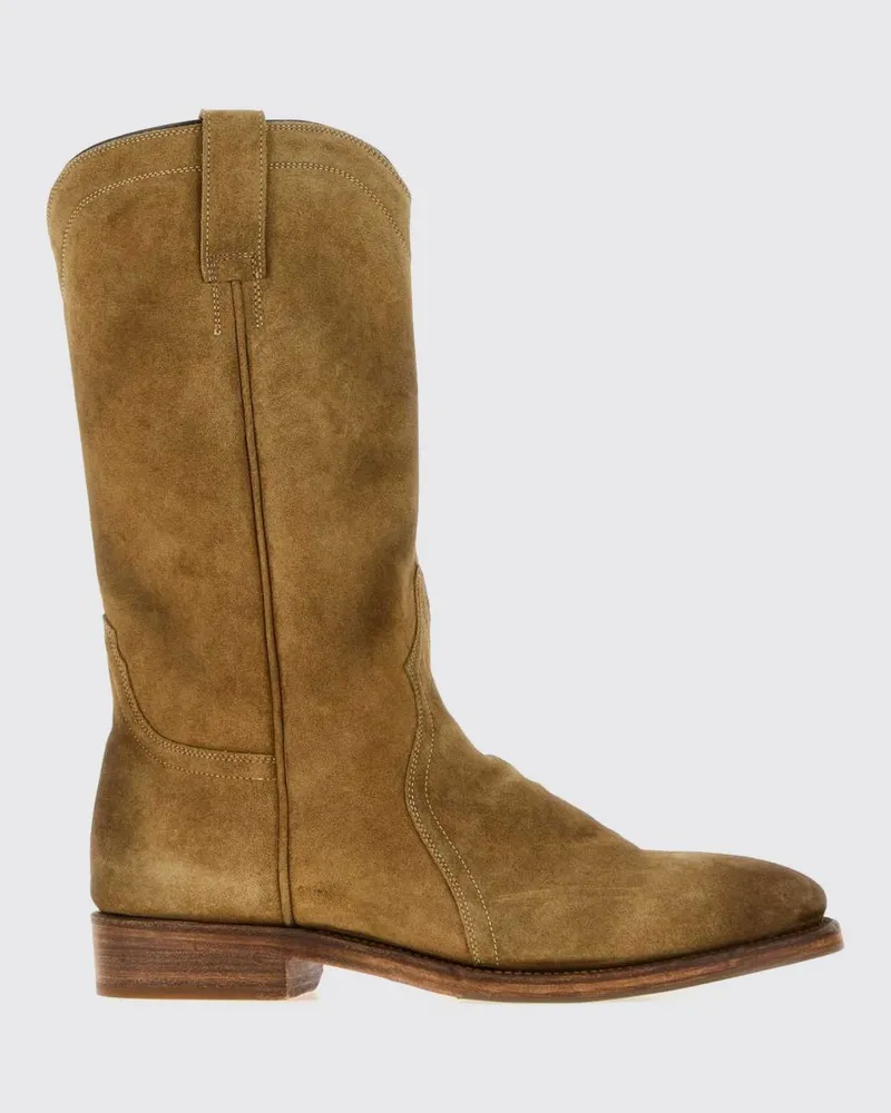 Jil Sander Cowboystiefel aus Wildleder von mit runder Kappe und doppelten Zuglaschen Braun