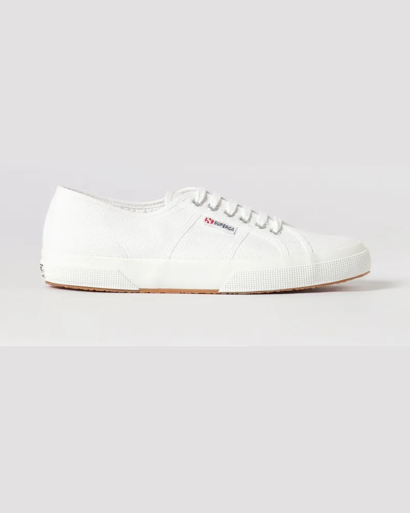 Superga 2750-Cotu Classic Baumwoll-Sneakers mit Gummisohle und aufgesetztem Logo Weiß