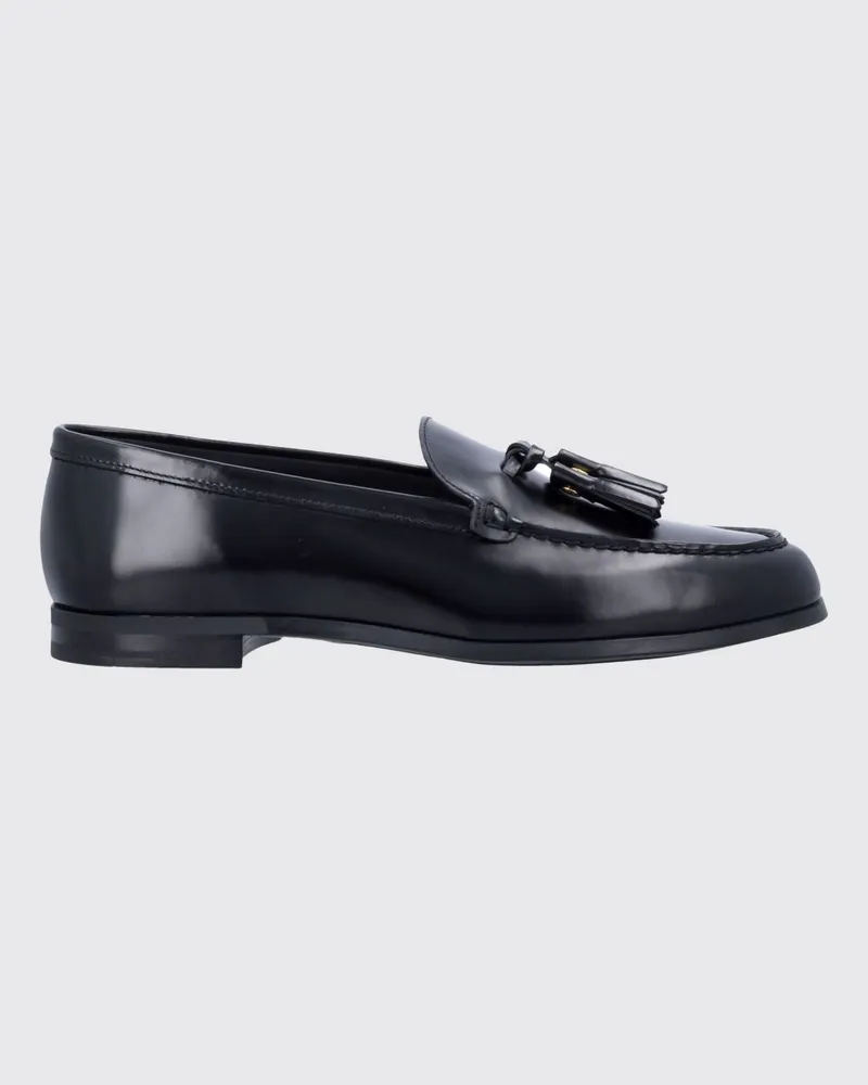 Church's Loafers aus gebürstetem Leder mit Quasten und erhabenem Blatteinsatz Schwarz