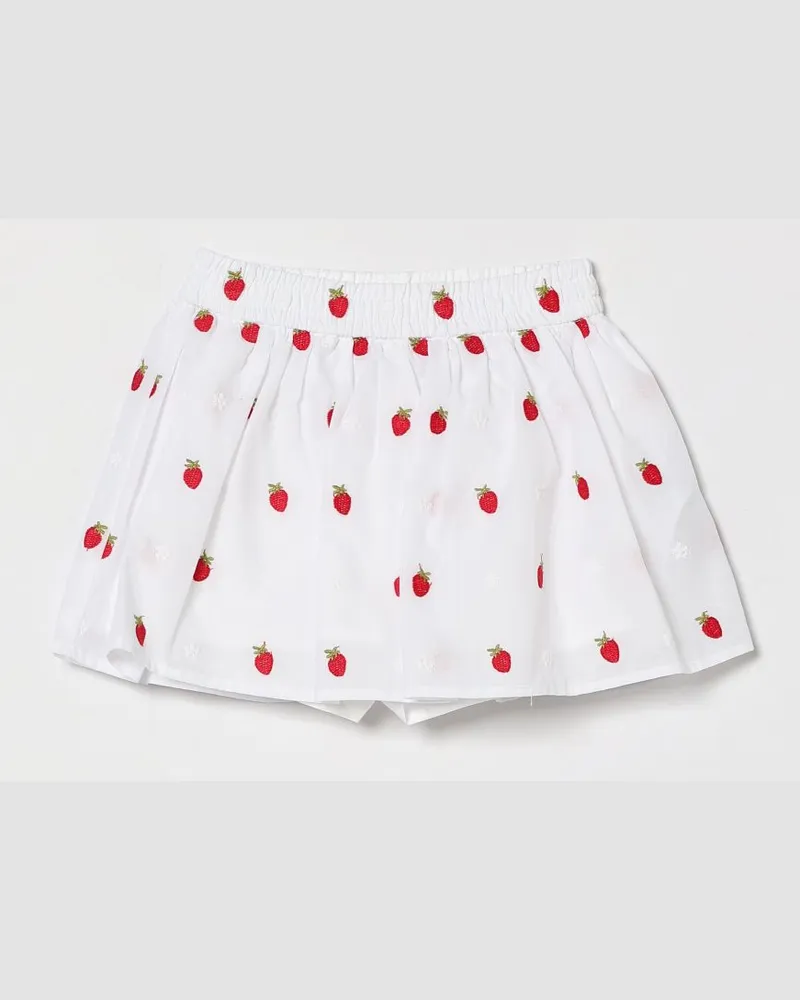 Monnalisa Shorts für Mädchen aus Baumwolle mit Fruchtdruck und elastischem Bund Weiß