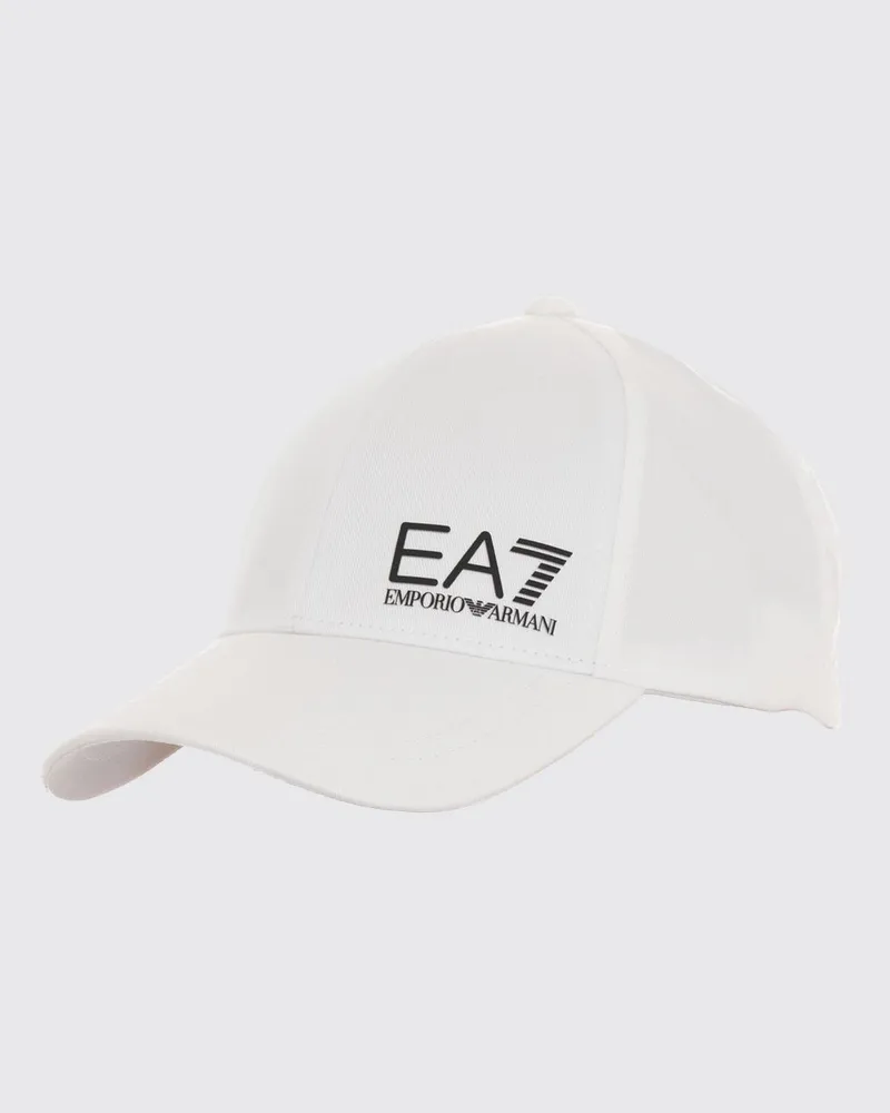 EA7 Baumwollhut mit Logo-Print Weiß