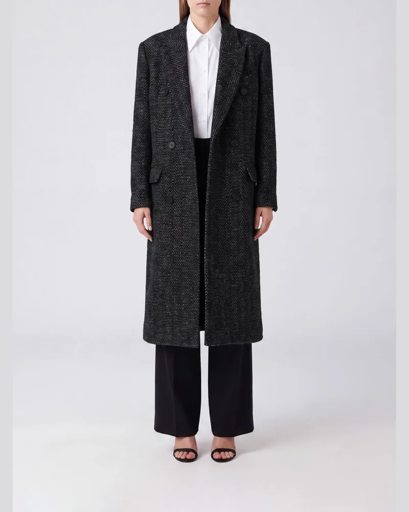 Étoile Isabel Marant Langer doppelreihiger Wollmix-Mantel Pilda Grau