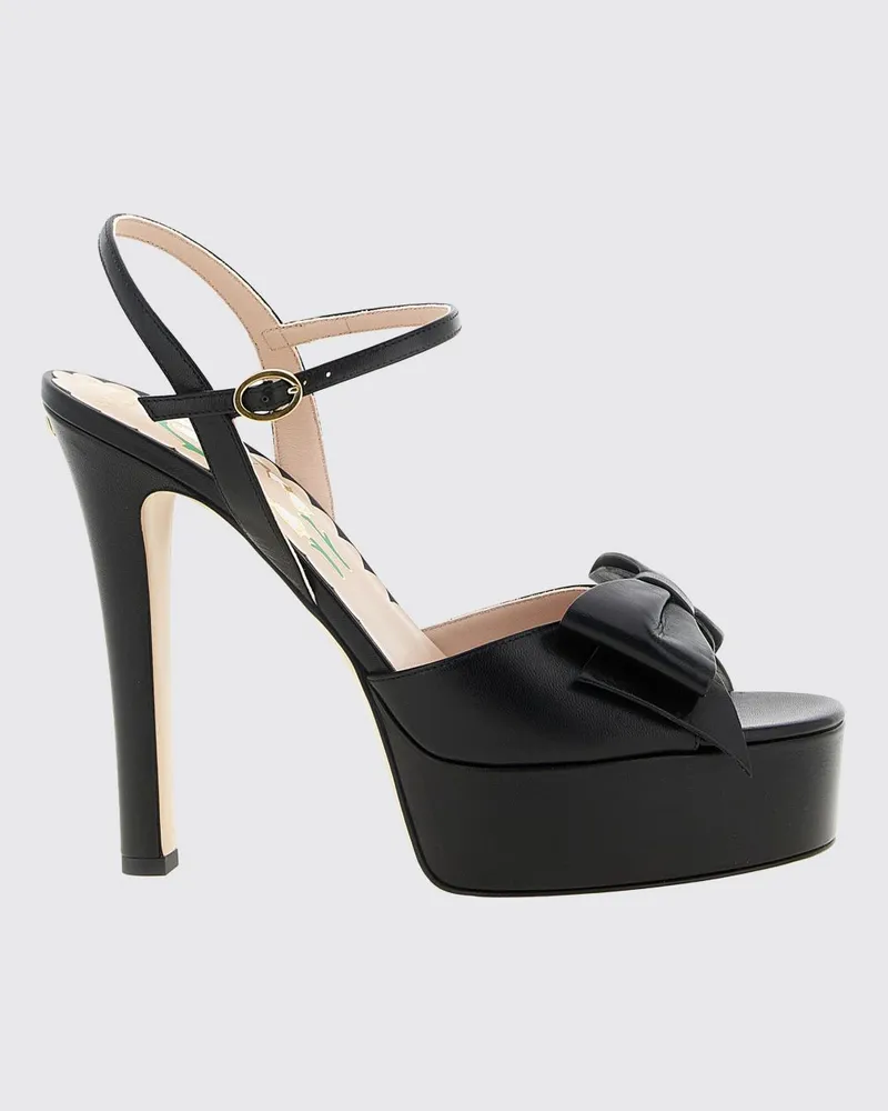 Valentino Garavani Bowow Plateau-Sandalen von aus Leder mit hohem Absatz Schwarz
